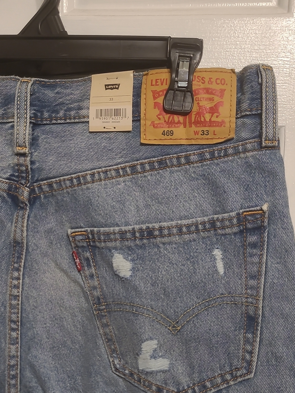 Men's Levi's Light Blue Distressed 469 Relaxed Jean Shorts